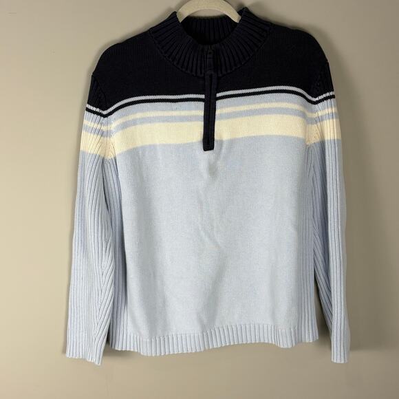 Vintage Y2K St. John’s Bay Quarter Zip Knitted Sweater Women’s Size XL Blue - Picture 1 of 7